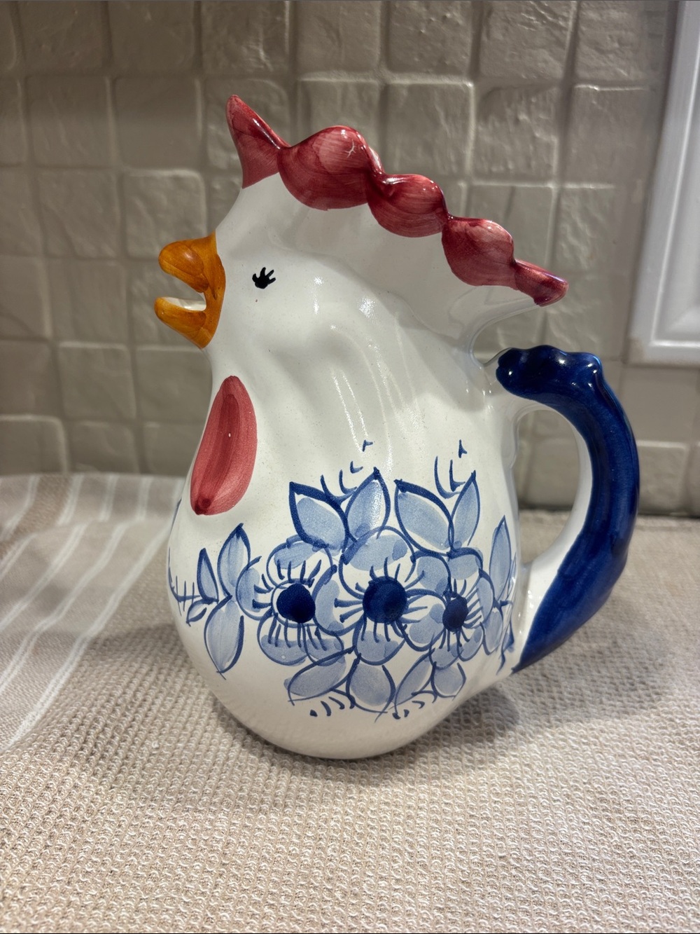 Giovanni Vietri made in Italy Ceramic Rooster Pitcher - Picture 2 of 7